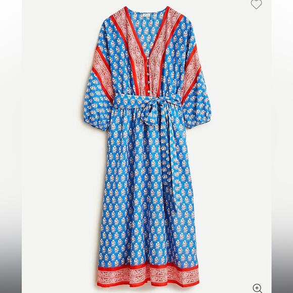 J.Crew V-neck cover-up dress in classic block print - Picture 3 of 8